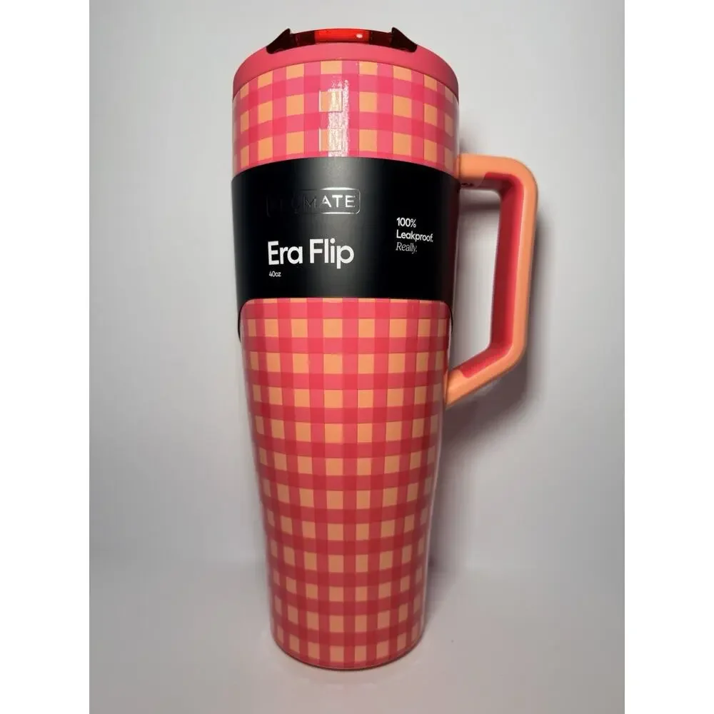 Brumate X Madi Nelson Target Exclusive PEACH GINGHAM 40oz Era Flip Tumbler NWT